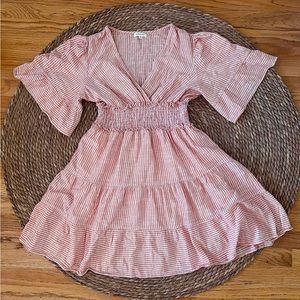 Max Studio  striped, tiered mini dress sz L